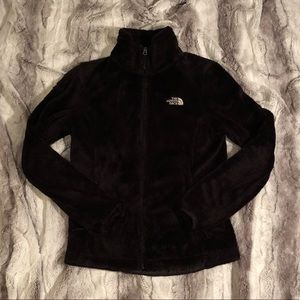 black fuzzy north face jacket